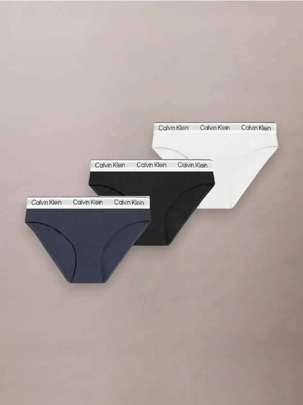 Pvhblack/Pvhclassicwhite/Blackiris 3 Pack Girls Bikini Briefs - Icon Cotton Stretch