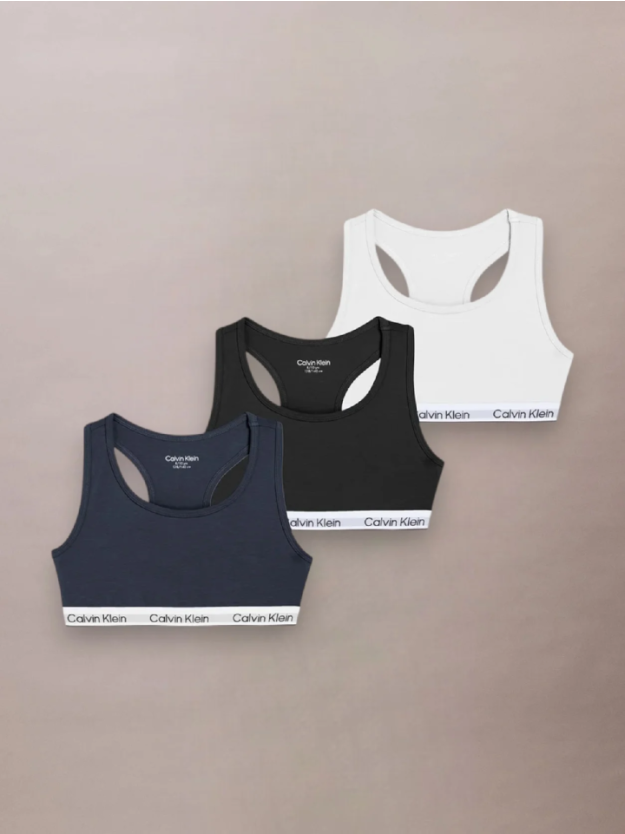 Pvhblack/Pvhclassicwhite/Blackiris 3 Pack Girls Bralettes - Icon Cotton Stretch