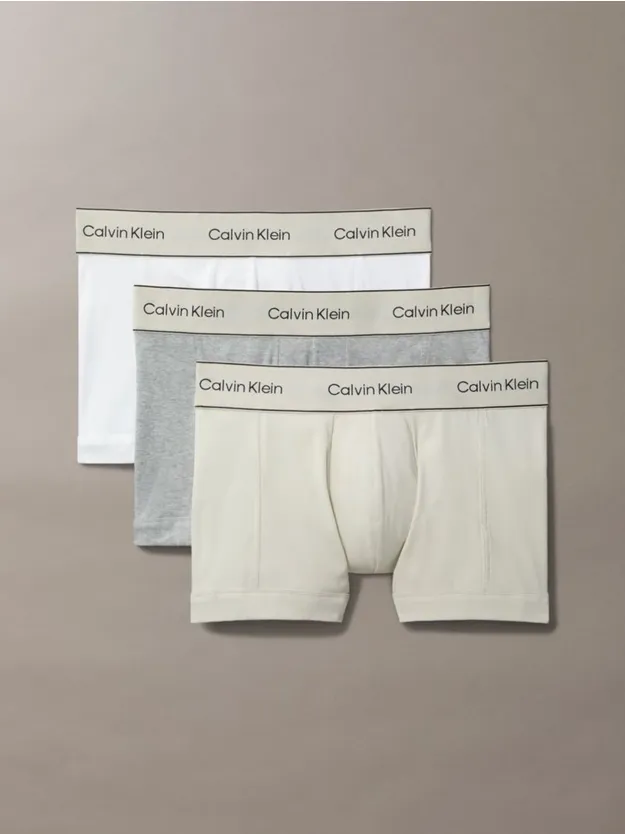 Oyster Gray/Grey Heather/White 3 Pack Trunks - Heritage Cotton Stretch