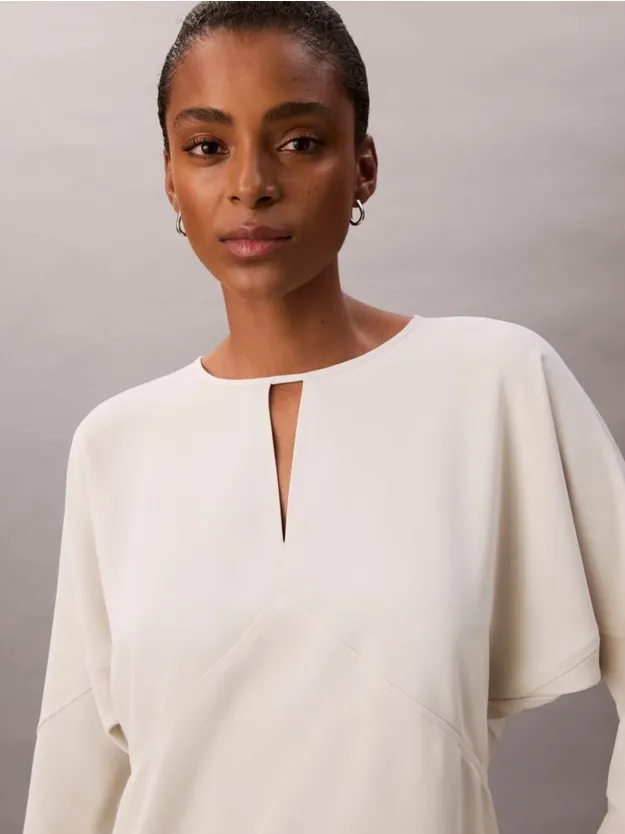 Chalk Crepe Paneled Top