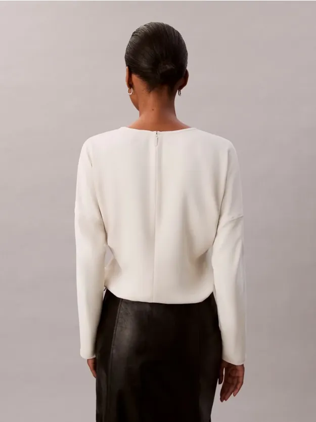 Chalk Crepe Paneled Top