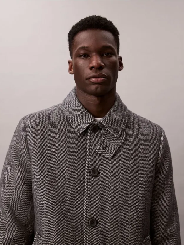 Black معطف من مزيج الصوف التقني