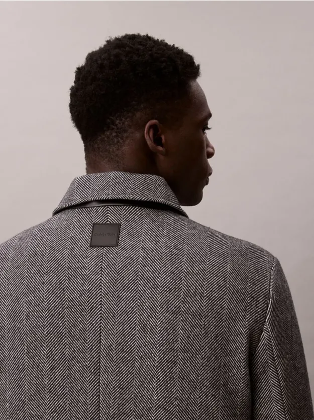 Black معطف من مزيج الصوف التقني