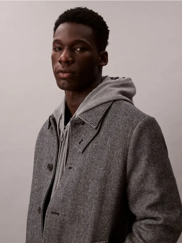 Black معطف من مزيج الصوف التقني