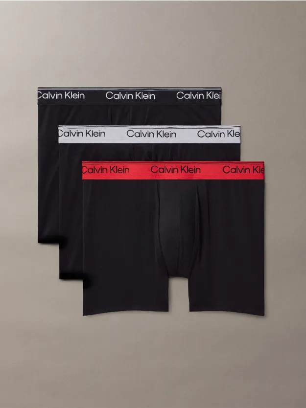 black/ black w sleet wb/ black w ad 3 Pack Boxer Briefs - Microfibre Stretch