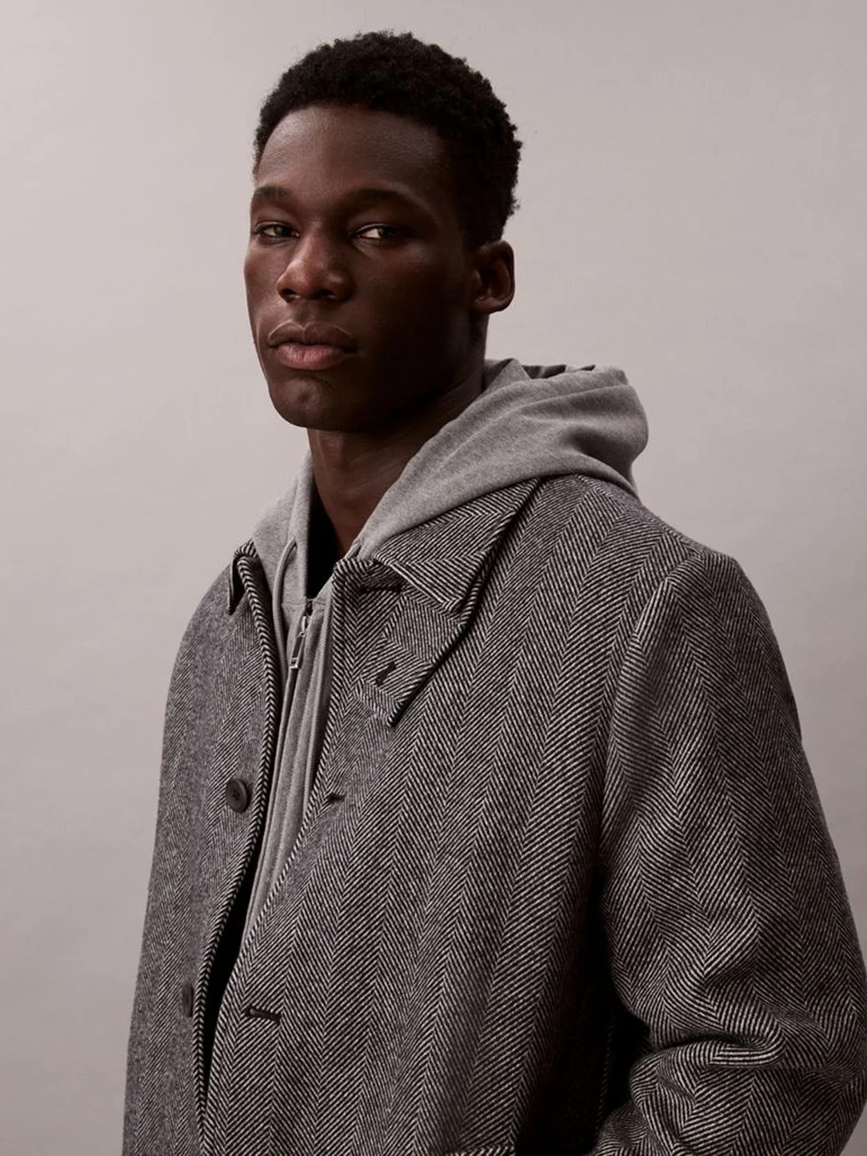 Black معطف من مزيج الصوف التقني